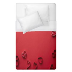 Valentine Day Logo Heart Ribbon Duvet Cover (single Size) by artworkshop