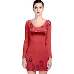 Valentine Day Logo Heart Ribbon Long Sleeve Velvet Bodycon Dress by artworkshop