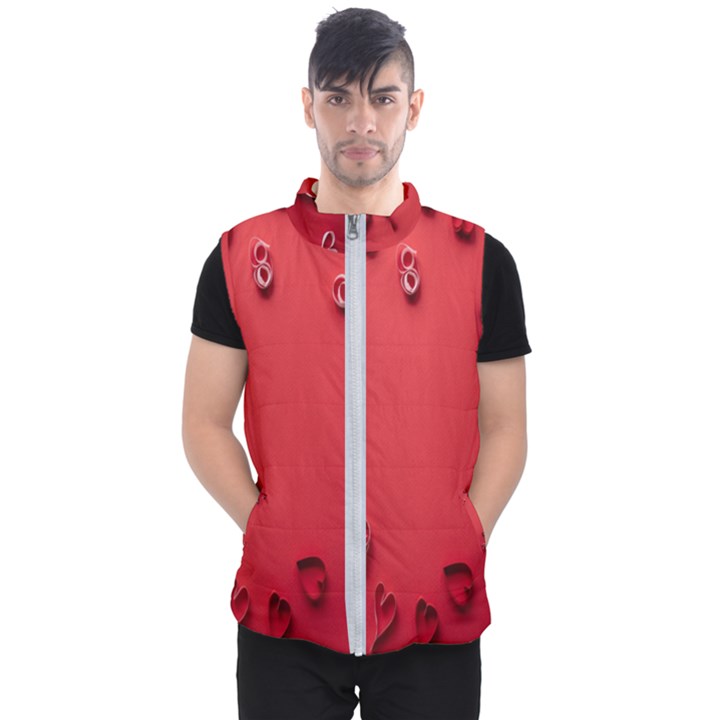 Valentine Day Logo Heart Ribbon Men s Puffer Vest