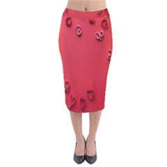 Valentine Day Logo Heart Ribbon Velvet Midi Pencil Skirt by artworkshop