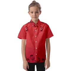 Valentine Day Logo Heart Ribbon Kids  Short Sleeve Shirt by artworkshop