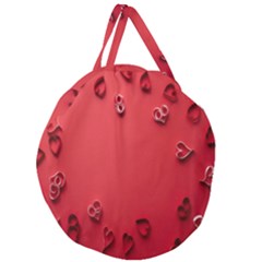 Valentine Day Logo Heart Ribbon Giant Round Zipper Tote by artworkshop