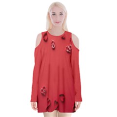 Valentine Day Logo Heart Ribbon Velvet Long Sleeve Shoulder Cutout Dress by artworkshop