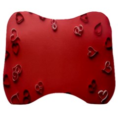 Valentine Day Logo Heart Ribbon Velour Head Support Cushion by artworkshop