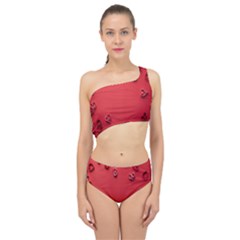 Valentine Day Logo Heart Ribbon Spliced Up Two Piece Swimsuit by artworkshop