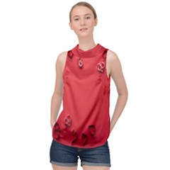 Valentine Day Logo Heart Ribbon High Neck Satin Top by artworkshop