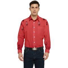 Valentine Day Logo Heart Ribbon Men s Long Sleeve Pocket Shirt  by artworkshop