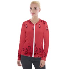 Valentine Day Logo Heart Ribbon Velvet Zip Up Jacket by artworkshop