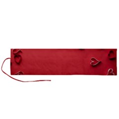 Valentine Day Logo Heart Ribbon Roll Up Canvas Pencil Holder (l) by artworkshop