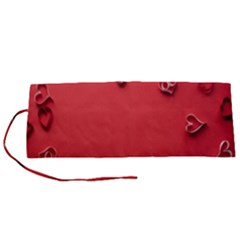 Valentine Day Logo Heart Ribbon Roll Up Canvas Pencil Holder (s) by artworkshop