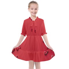 Valentine Day Logo Heart Ribbon Kids  All Frills Chiffon Dress by artworkshop