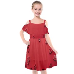 Valentine Day Logo Heart Ribbon Kids  Cut Out Shoulders Chiffon Dress by artworkshop