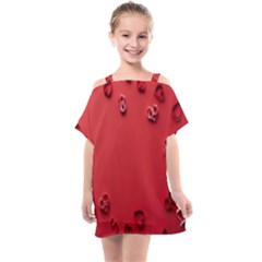 Valentine Day Logo Heart Ribbon Kids  One Piece Chiffon Dress by artworkshop