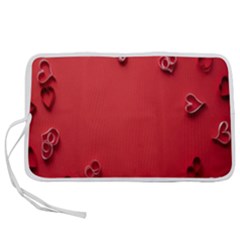 Valentine Day Logo Heart Ribbon Pen Storage Case (l) by artworkshop