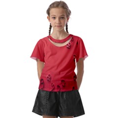 Valentine Day Logo Heart Ribbon Kids  Front Cut Tee by artworkshop