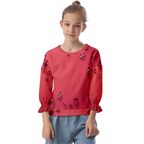 Valentine Day Logo Heart Ribbon Kids  Cuff Sleeve Top by artworkshop