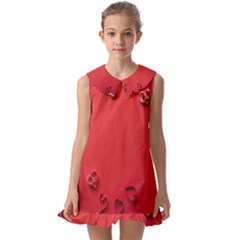 Valentine Day Logo Heart Ribbon Kids  Pilgrim Collar Ruffle Hem Dress by artworkshop