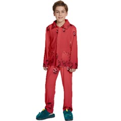 Valentine Day Logo Heart Ribbon Kids  Long Sleeve Velvet Pajamas Set by artworkshop