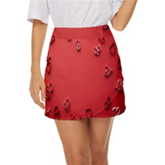 Valentine Day Logo Heart Ribbon Mini Front Wrap Skirt by artworkshop