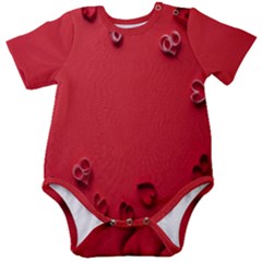 Valentine Day Logo Heart Ribbon Baby Short Sleeve Bodysuit by artworkshop