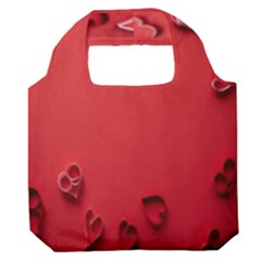 Valentine Day Logo Heart Ribbon Premium Foldable Grocery Recycle Bag by artworkshop