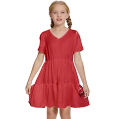 Valentine Day Logo Heart Ribbon Kids  Short Sleeve Tiered Mini Dress by artworkshop