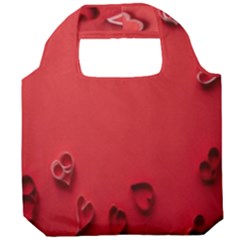 Valentine Day Logo Heart Ribbon Foldable Grocery Recycle Bag by artworkshop