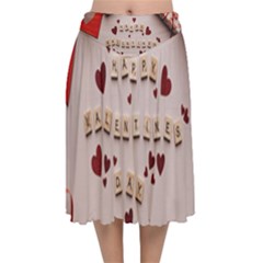 Valentine Gift Box Velvet Flared Midi Skirt by artworkshop