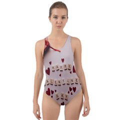 Valentine Gift Box Cut-out Back One Piece Swimsuit by artworkshop