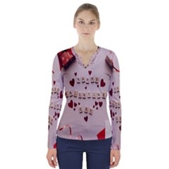 Valentine Gift Box V-neck Long Sleeve Top by artworkshop