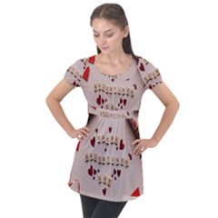 Valentine Gift Box Puff Sleeve Tunic Top by artworkshop