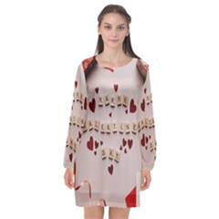 Valentine Gift Box Long Sleeve Chiffon Shift Dress  by artworkshop