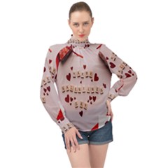 Valentine Gift Box High Neck Long Sleeve Chiffon Top by artworkshop