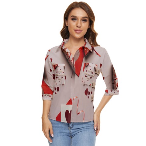 Valentine Gift Box Women s Quarter Sleeve Pocket Shirt by artworkshop