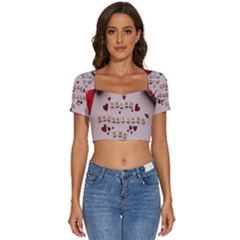 Valentine Gift Box Short Sleeve Square Neckline Crop Top 