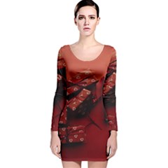 Valentines Gift Long Sleeve Velvet Bodycon Dress by artworkshop