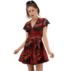 Valentines Gift Flutter Sleeve Wrap Dress by artworkshop