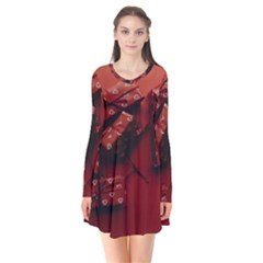 Valentines Gift Long Sleeve V-neck Flare Dress by artworkshop