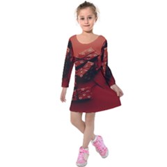 Valentines Gift Kids  Long Sleeve Velvet Dress by artworkshop