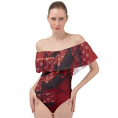 Valentines Gift Off Shoulder Velour Bodysuit  by artworkshop