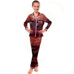 Valentines Gift Kid s Satin Long Sleeve Pajamas Set by artworkshop