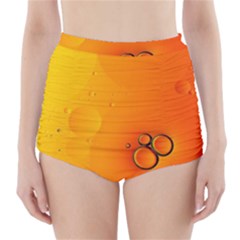 Wallpaper Liquid Bubbles Macro Orange Bright High-waisted Bikini Bottoms by artworkshop