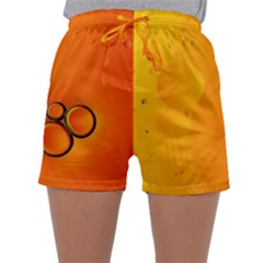 Wallpaper Liquid Bubbles Macro Orange Bright Sleepwear Shorts by artworkshop