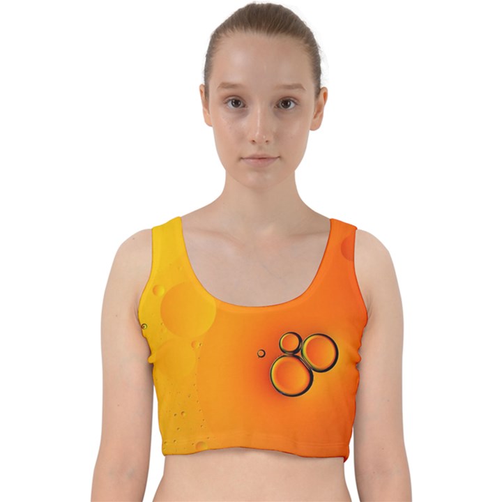 Wallpaper Liquid Bubbles Macro Orange Bright Velvet Racer Back Crop Top