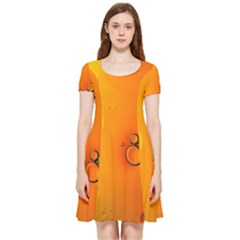 Wallpaper Liquid Bubbles Macro Orange Bright Inside Out Cap Sleeve Dress