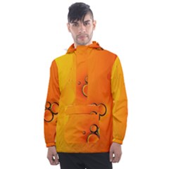 Wallpaper Liquid Bubbles Macro Orange Bright Men s Front Pocket Pullover Windbreaker by artworkshop