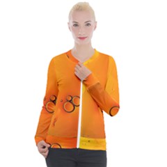 Wallpaper Liquid Bubbles Macro Orange Bright Casual Zip Up Jacket by artworkshop