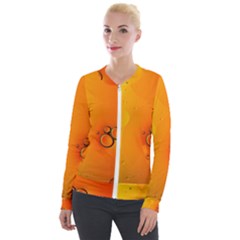 Wallpaper Liquid Bubbles Macro Orange Bright Velvet Zip Up Jacket by artworkshop