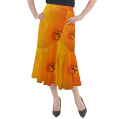 Wallpaper Liquid Bubbles Macro Orange Bright Midi Mermaid Skirt