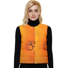 Wallpaper Liquid Bubbles Macro Orange Bright Women s Short Button Up Puffer Vest by artworkshop